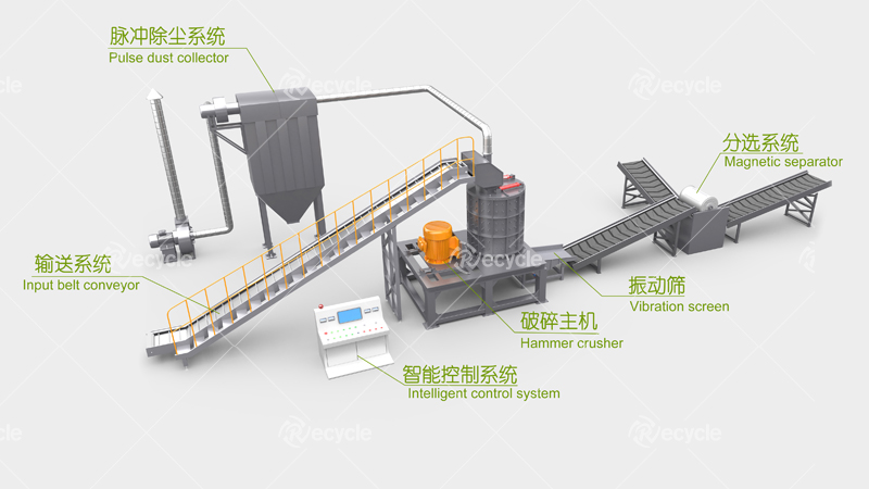 Hammer metal crusher machine